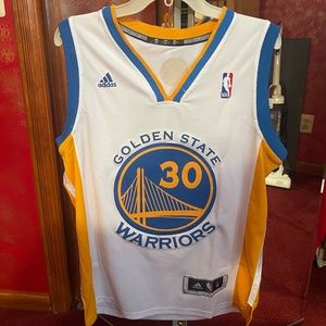 Adidas Stephen Curry Jersey, White, Blue and Orange